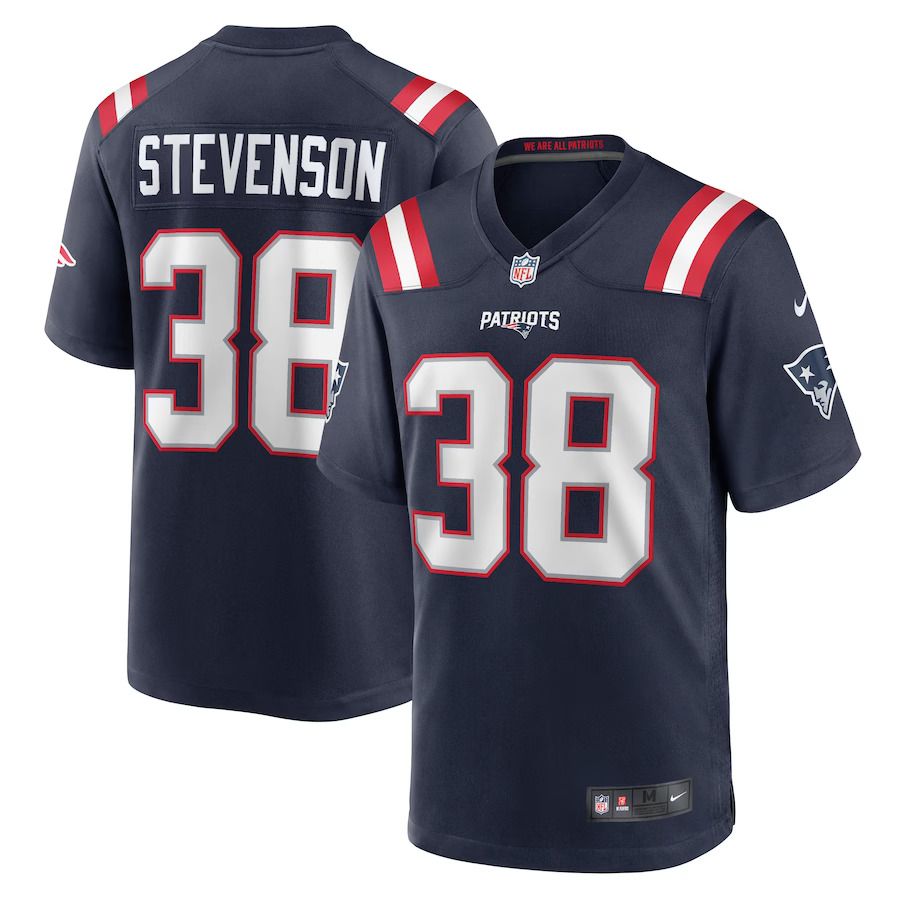 Men New England Patriots #38 Rhamondre Stevenson Nike Navy Game NFL Jersey->new england patriots->NFL Jersey
